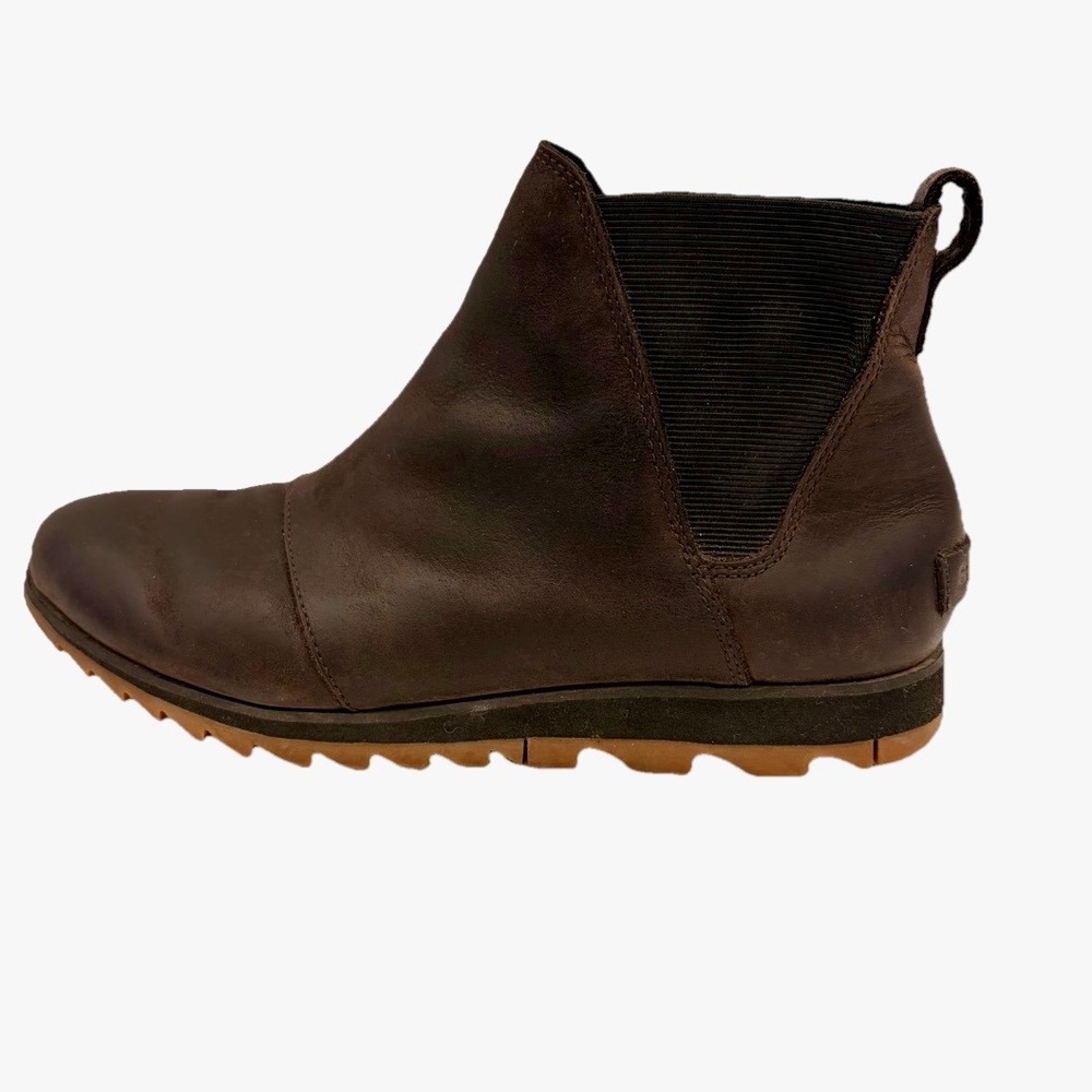 Sorel Harlow Chelsea Boots Dark Brown Waterproof Full Grain Leather Rain Women 9